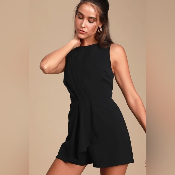 Lulus My Dear Black Pleated Sleeveless Romper Size Small - Picture 2 of 7
